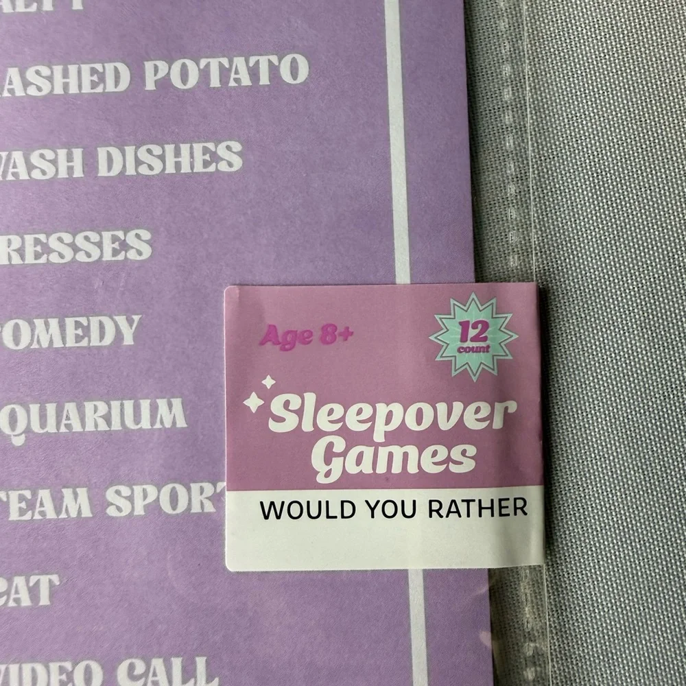 Slumber Party Kit- Banner, Games & More! Perfect For Fun Night! 7 Piece Set!NIP